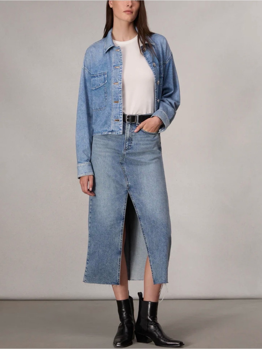 Rag & Bone Clara Denim Midi Skirt